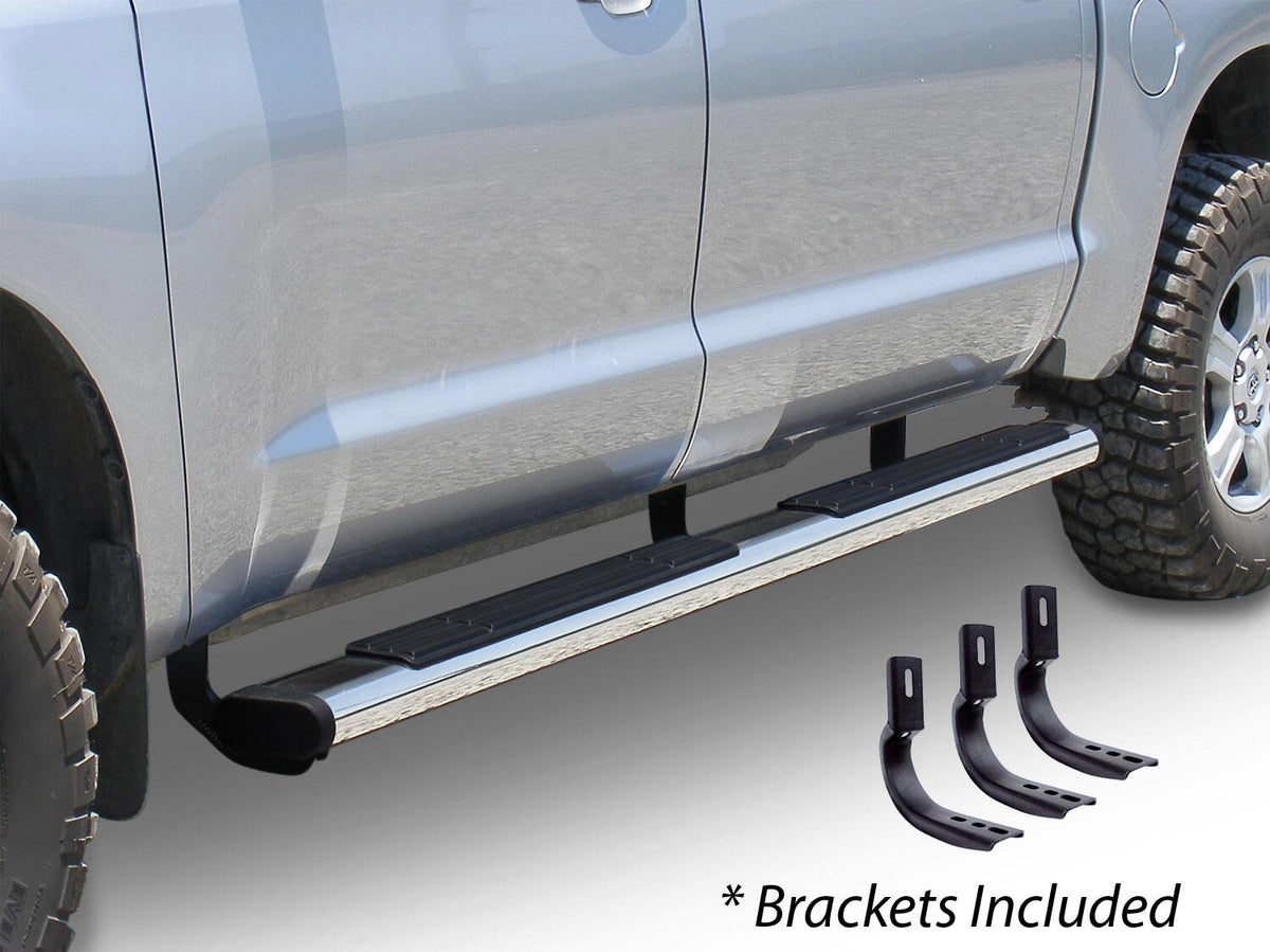 Silver stainless steel step nerf bar with mounting hardware from Big Country part number 396101876