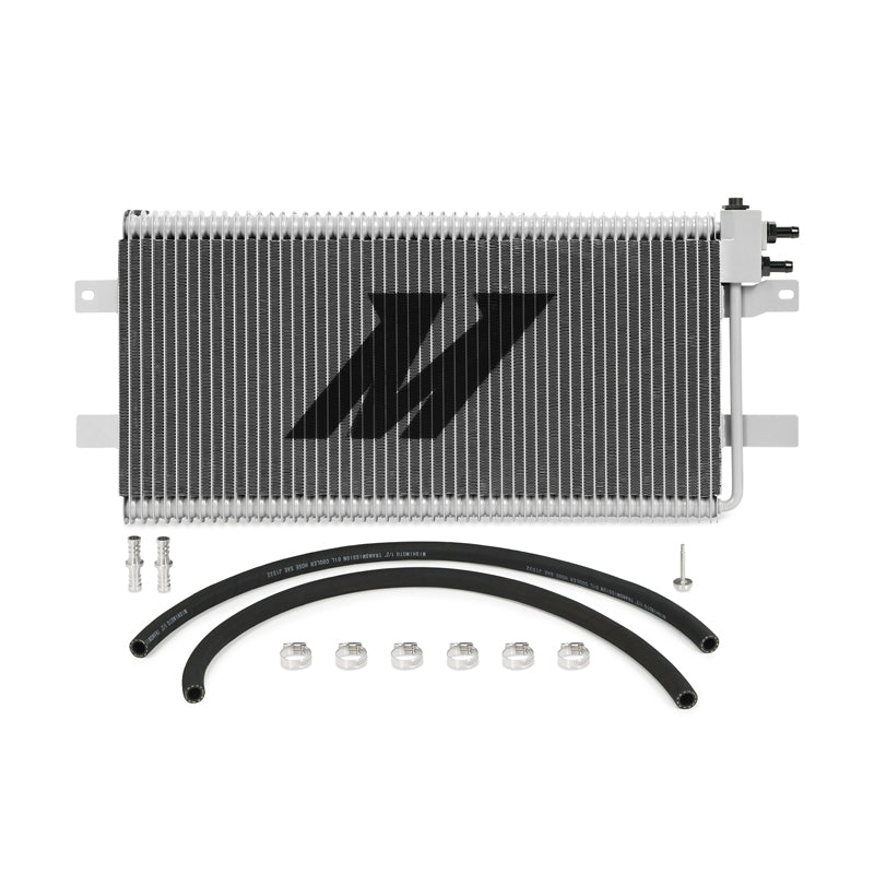 Natural aluminum automatic transmission oil cooler with mounting hardware from Mishimoto part number MMTC-RAM-03SL