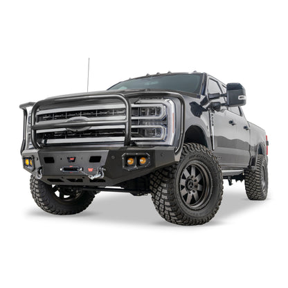 Black powder coated steel winch bumper from Warn part number 110630