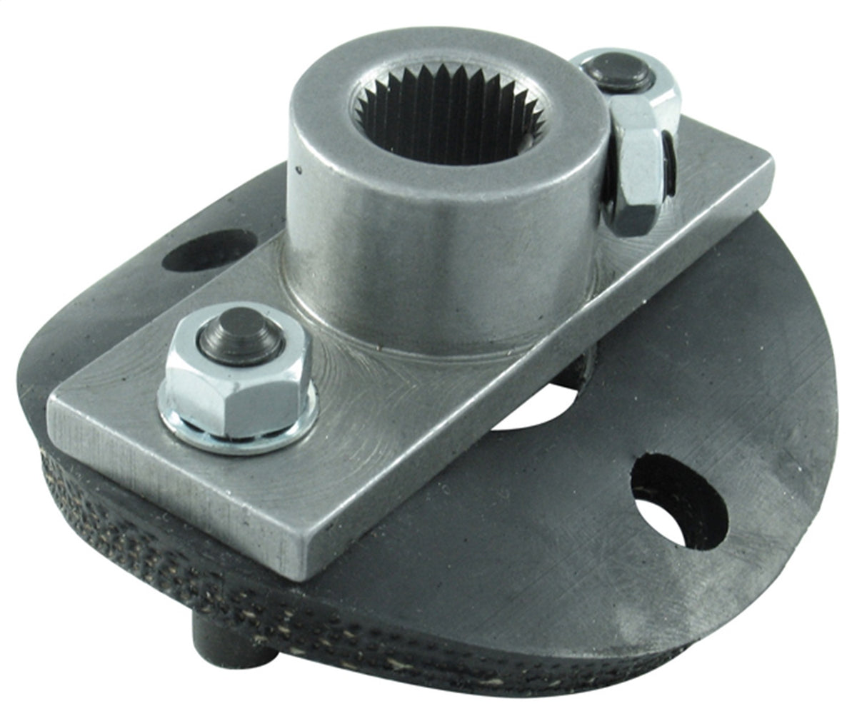 Steel and rubber steering coupling assembly with mounting hardware from Borgeson part number 990012