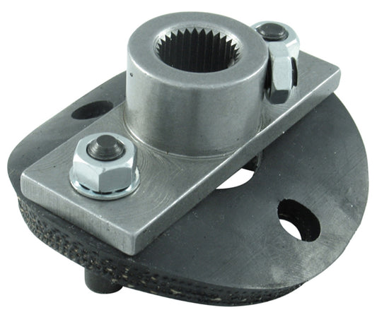 Steel and rubber steering coupling assembly with mounting hardware from Borgeson part number 990012
