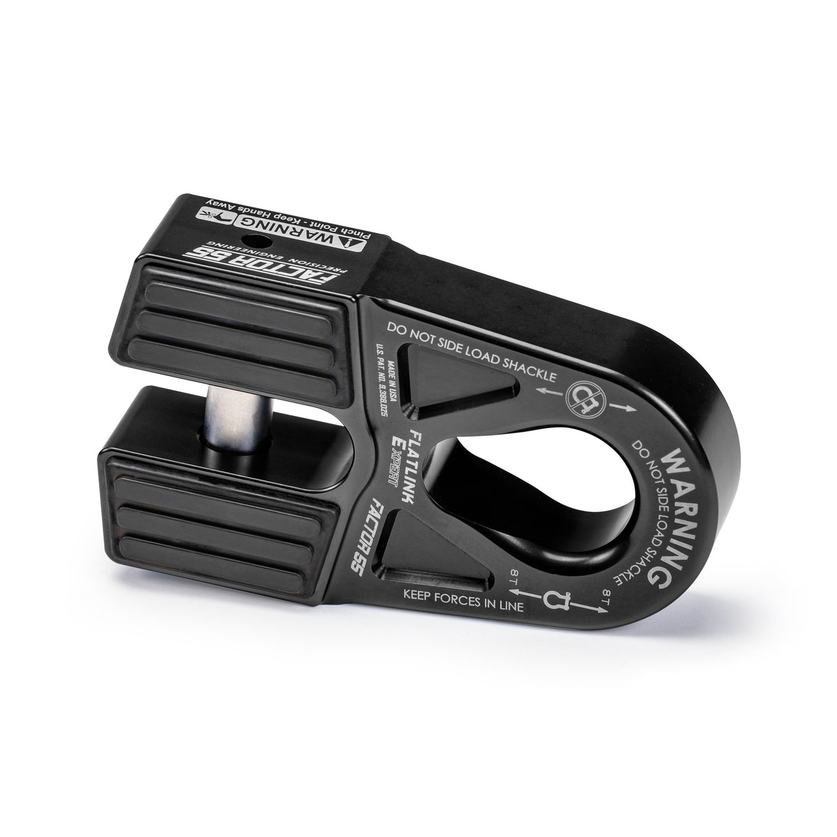 Black type-ii anodized 6061 aluminum winch shackle from Factor 55 part number 00080-04
