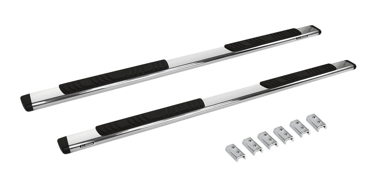 Silver stainless steel step nerf bar with mounting hardware from Big Country part number 395201806