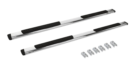Silver stainless steel step nerf bar with mounting hardware from Big Country part number 395201806