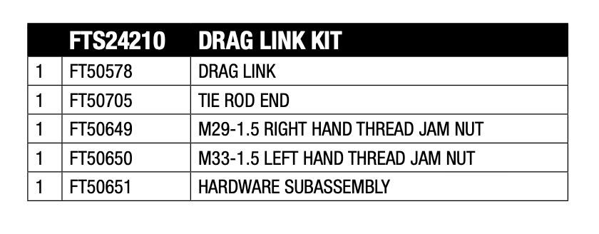 Steering Drag Link from Fabtech part number FTS24210