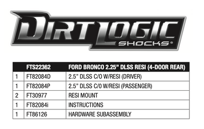 Suspension Shock Absorber from Fabtech part number FTS22362