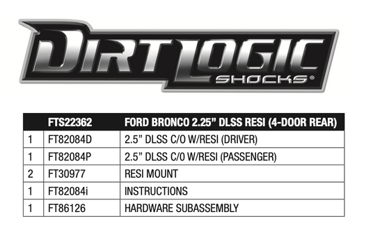 Suspension Shock Absorber from Fabtech part number FTS22362