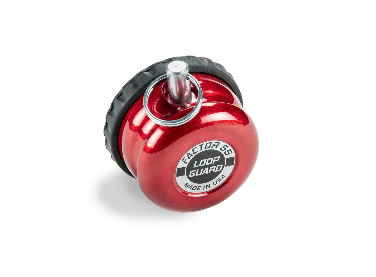 Red powdercoat 6061 aluminum winch rope end protector from Factor 55 part number 00450-01