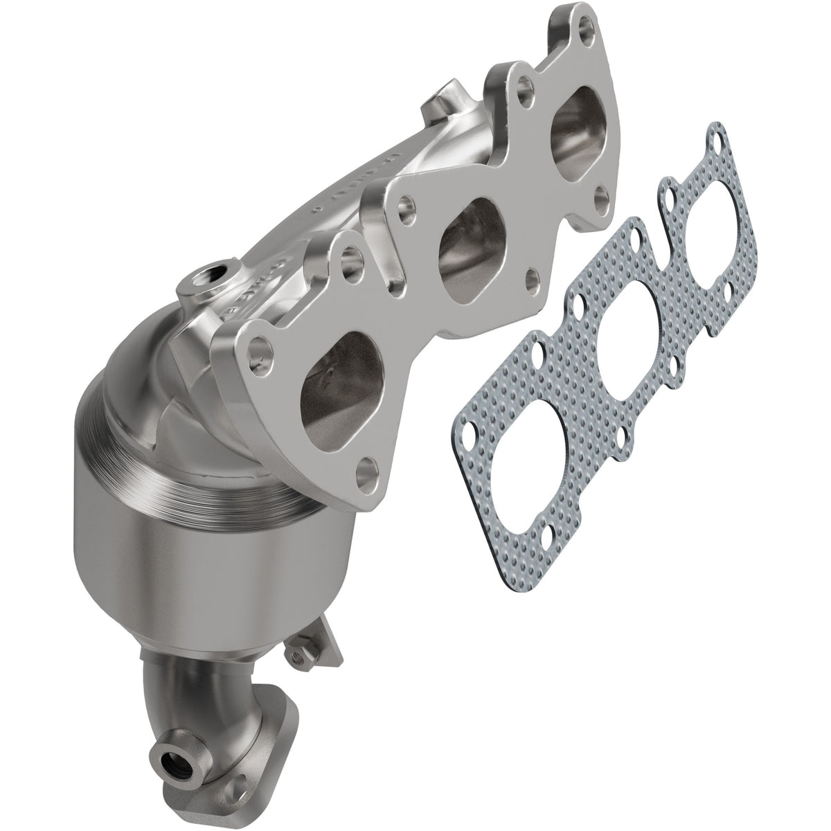 Uncoated stainless steel catalytic converter with integrated exhaust manifold from MagnaFlow Exhaust Products part number 5531787