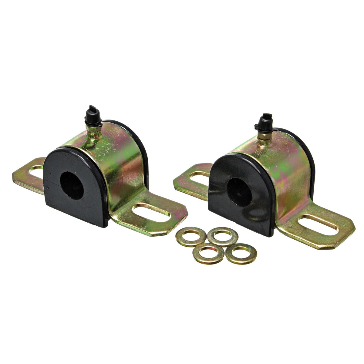 Black polyurethane suspension stabilizer bar bushing kit with mounting hardware from Energy Suspension part number 9.5158G