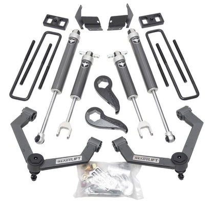 Silver steel and shocks suspension lift kit from ReadyLift part number 69-30321