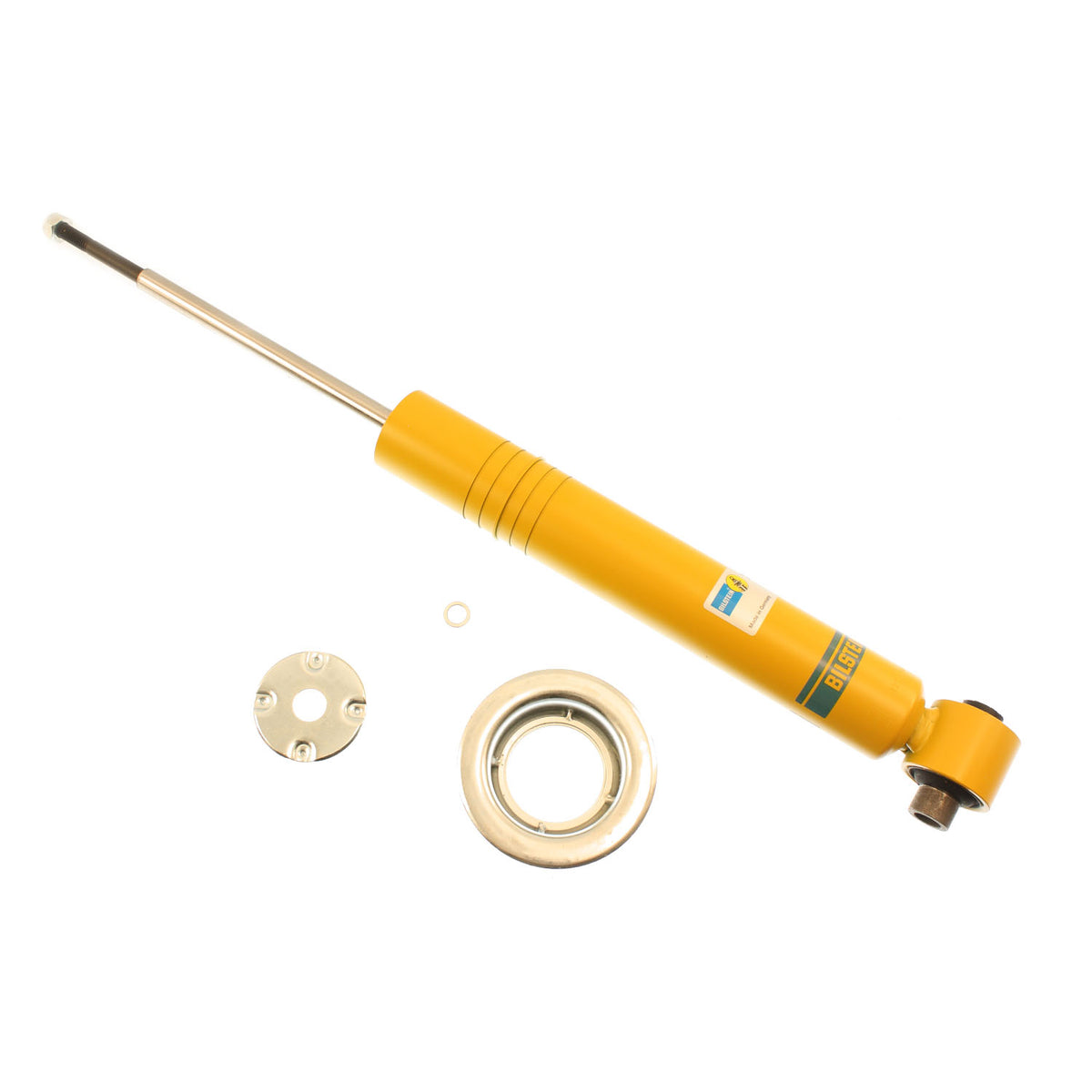 Yellow paint suspension shock absorber from Bilstein part number 24-012478