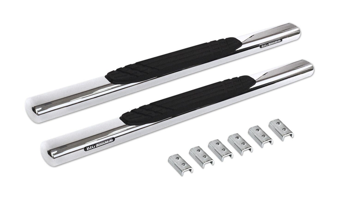 Silver stainless steel step nerf bar with mounting hardware from Big Country part number 394201526