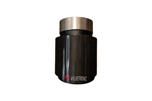 Carbon fiber stainless steel exhaust tail pipe tip from Valvetronic Designs part number VTD.TIP.SLVE.30.35.RC