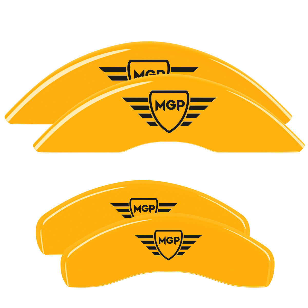 Yellow disc brake caliper cover from MGP Caliper Covers part number 55007SMGPYL