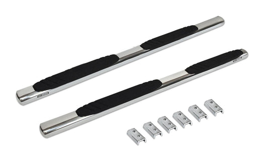 Silver stainless steel step nerf bar with mounting hardware from Big Country part number 394201876