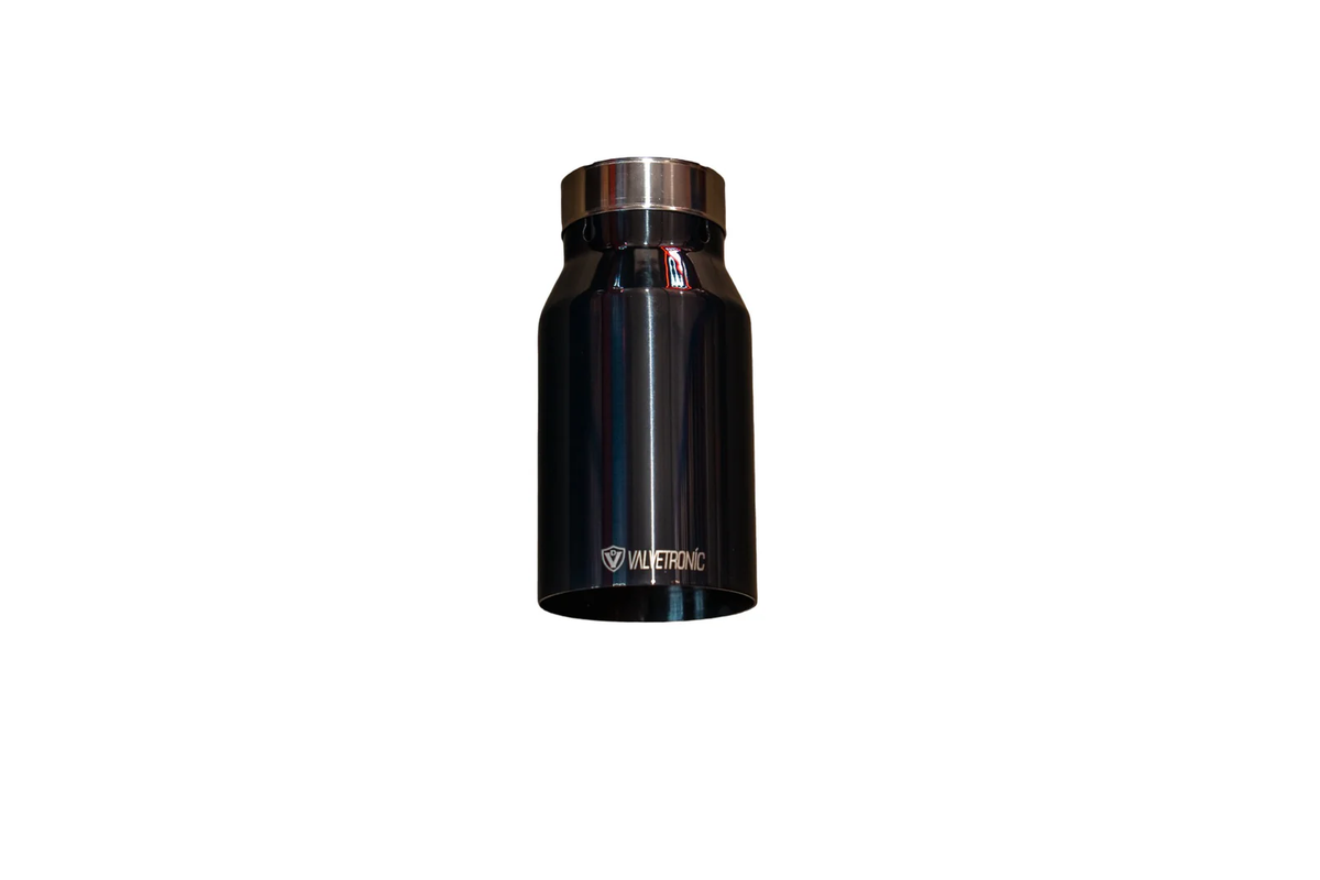 Black stainless steel exhaust tail pipe tip from Valvetronic Designs part number VTD.TIP.SW.25.35.BLK