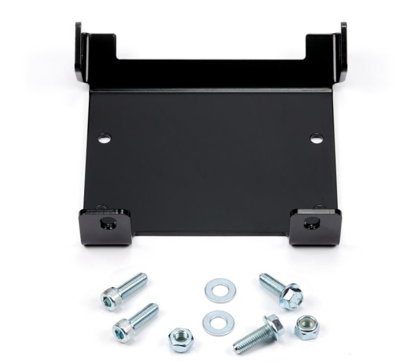 Black powder coated steel winch mount from Warn part number 101434