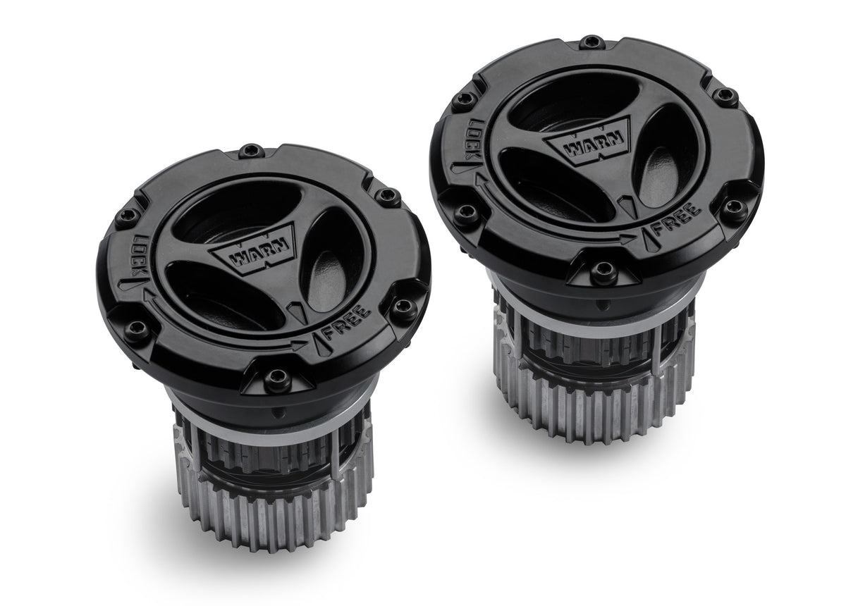 Black powder-coated stainless steel locking hub from Warn part number 95060