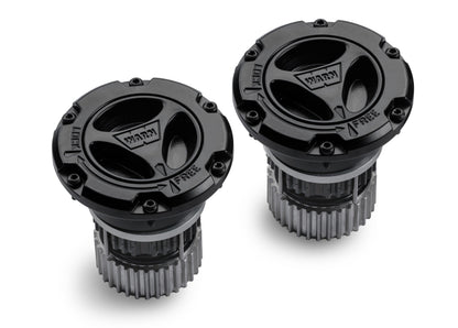 Black powder-coated stainless steel locking hub from Warn part number 95060