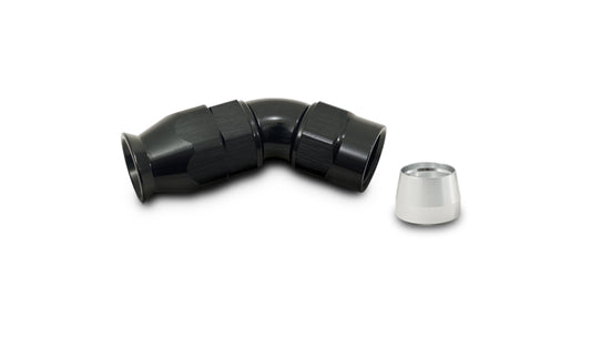 Black anodized 6061 aluminum push-on hose fitting from Vibrant Performance part number 28412