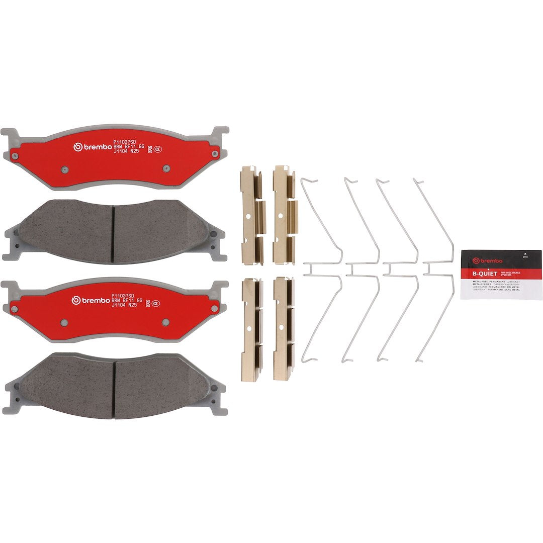 Disc Brake Pad Set with mounting hardware from Brembo part number P11037SD