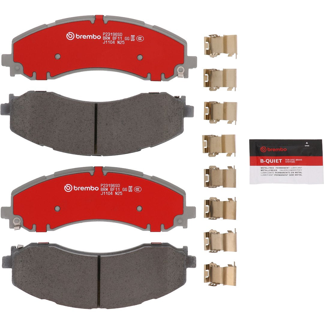 Disc Brake Pad Set with mounting hardware from Brembo part number P23196SD