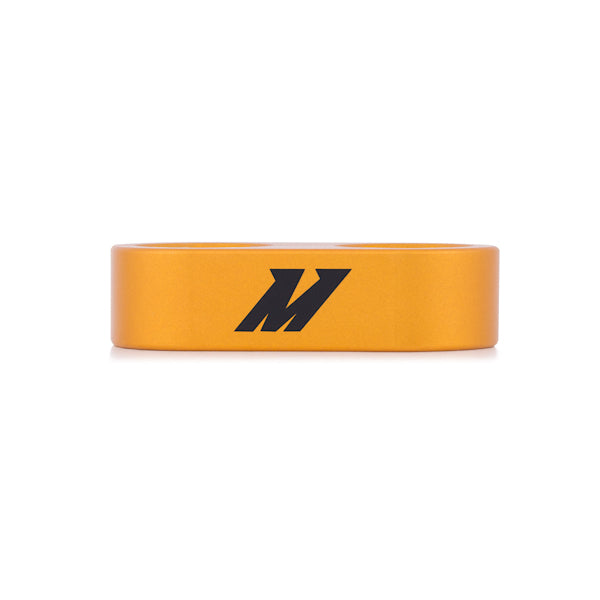 Gold 6061 aluminum engine oil cooler hose retaining clamp from Mishimoto part number MMSBH-SEP-10GD
