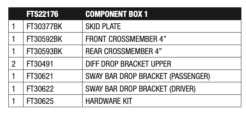 Suspension Lift Kit from Fabtech part number FTS22176