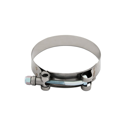 Silver plain stainless steel hose clamp from Mishimoto part number MMCLAMP-15