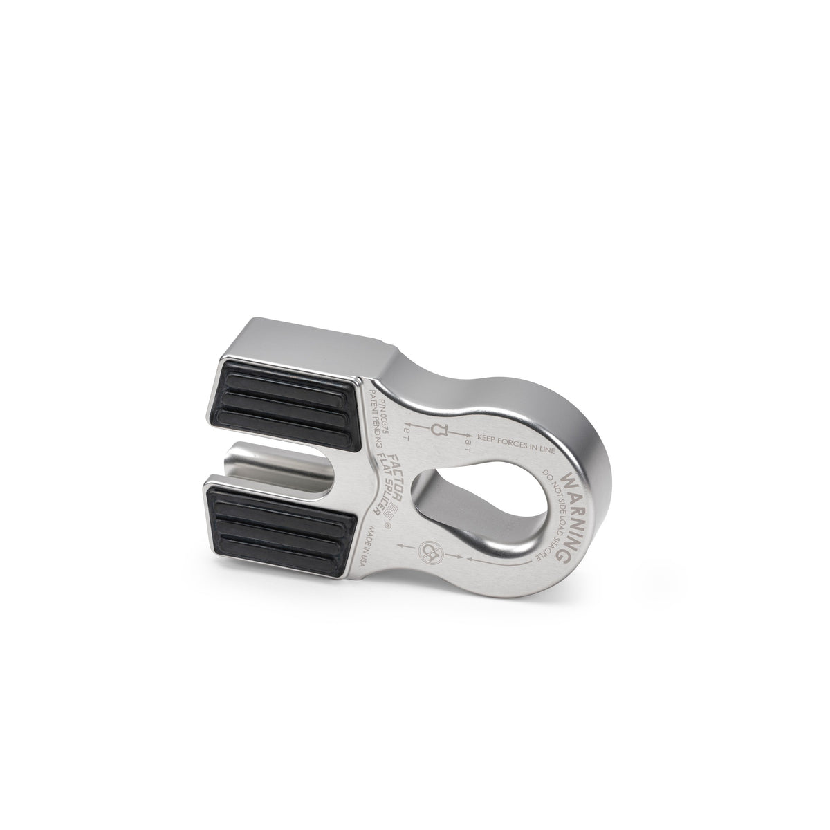 Silver bright dip anodized 6061 aluminum winch shackle from Factor 55 part number 00375-05
