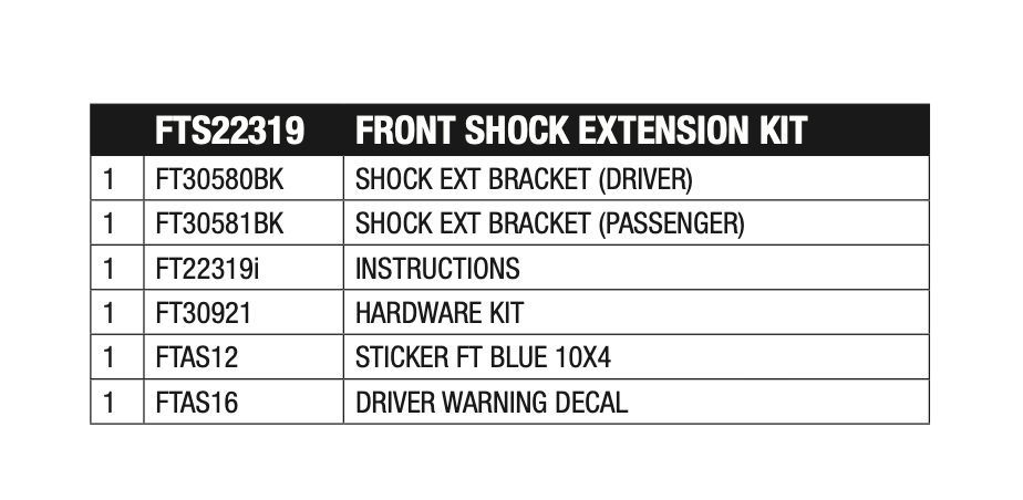Suspension Shock Absorber Extender from Fabtech part number FTS22319