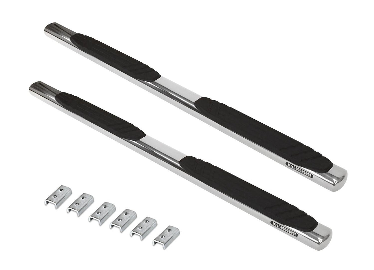 Silver stainless steel step nerf bar kit with mounting hardware from Big Country part number 394203876