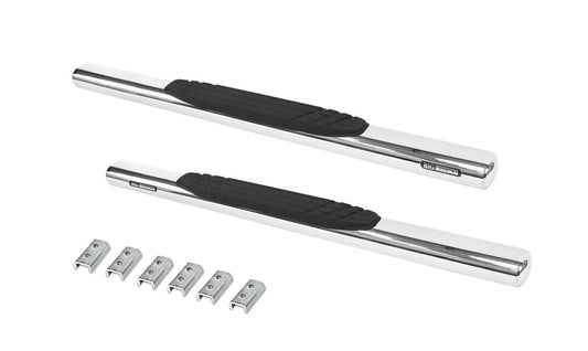 Silver stainless steel step nerf bar with mounting hardware from Big Country part number 394224526