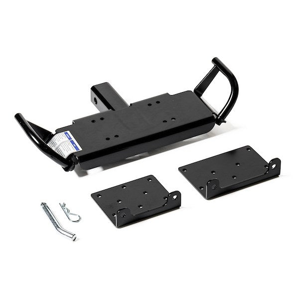 Black powder coated steel winch cradle from Warn part number 111868