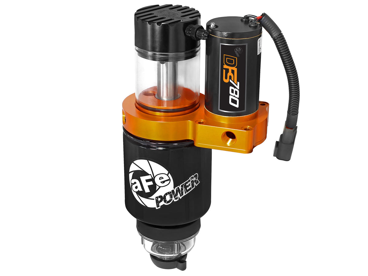 Black & orange anodized 6061-t6 aluminum electric fuel pump from aFe Power part number 42-13022
