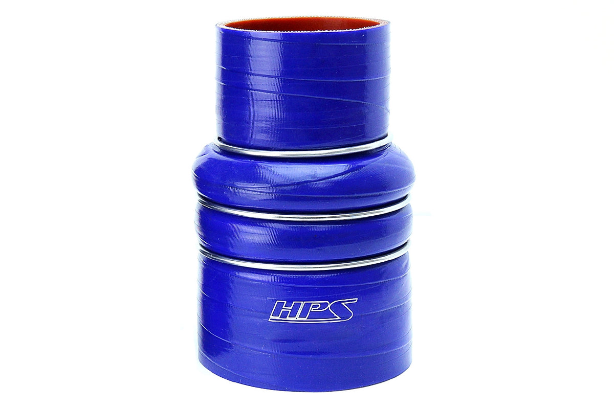 Blue silicone hose coupler from HPS Performance part number CAC-350-400-COLD