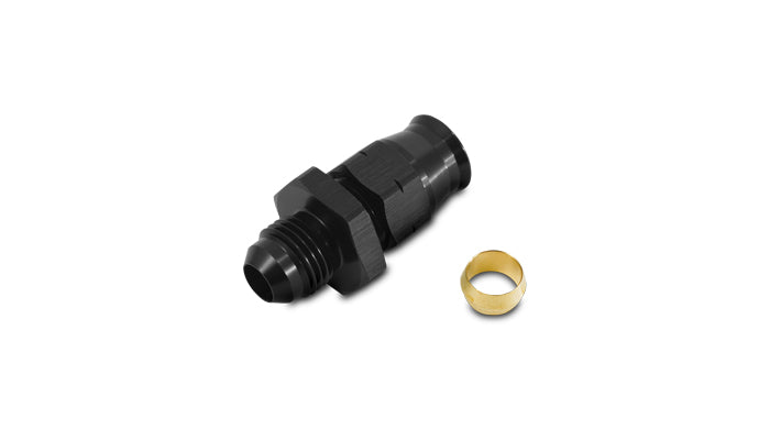 Black anodized 6061 aluminum tube fitting from Vibrant Performance part number 16456