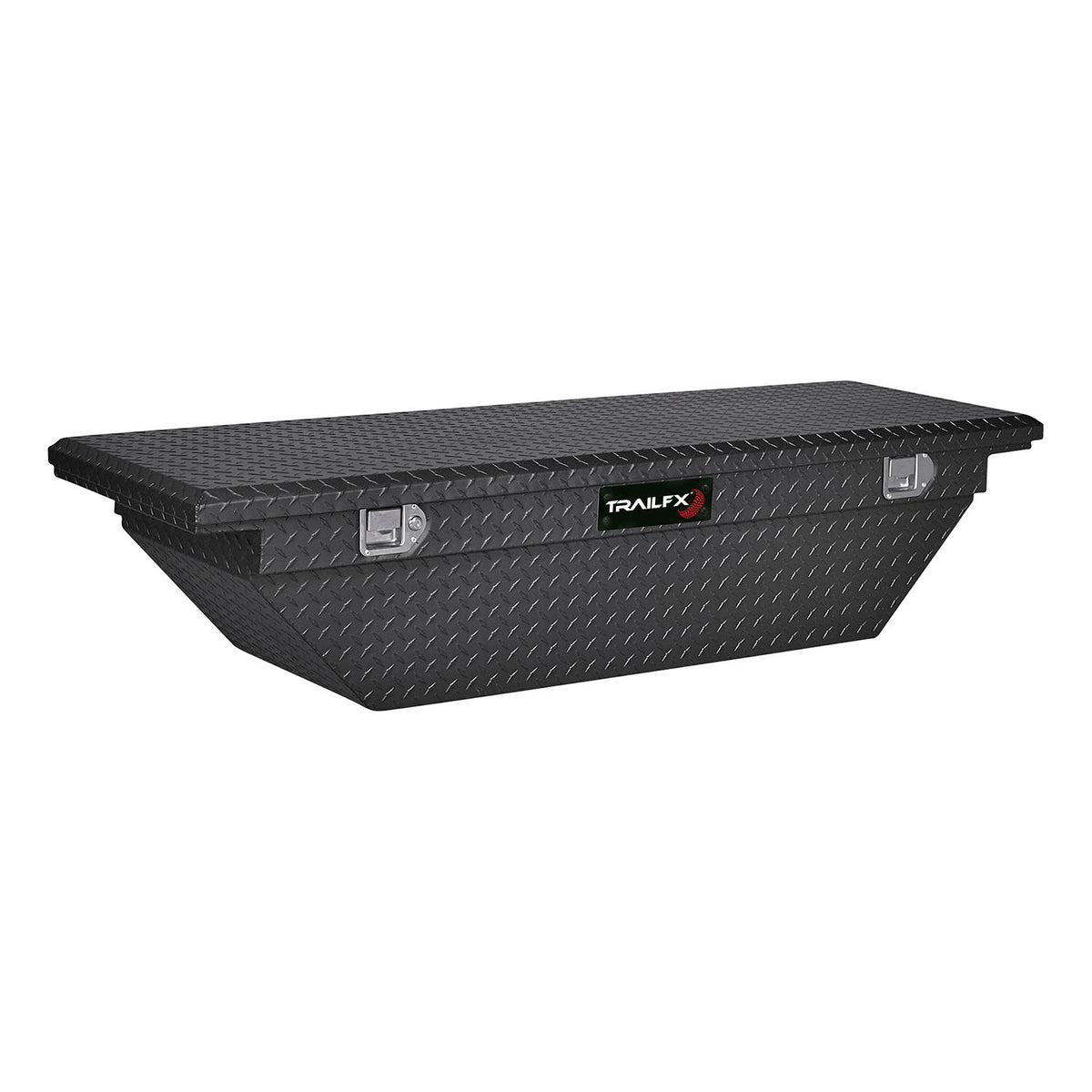 Black powder coated 16 gauge aluminum truck tool box with mounting hardware from TrailFX part number 120633