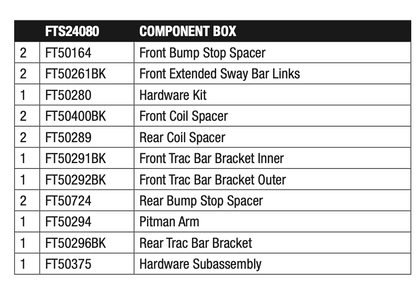 Suspension Lift Kit from Fabtech part number FTS24080BK