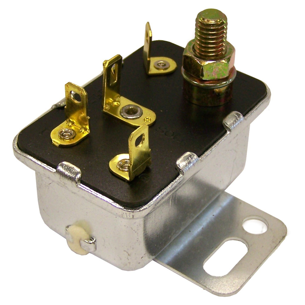 Black, silver starter relay from Crown Automotive Jeep Replacement part number 33003934