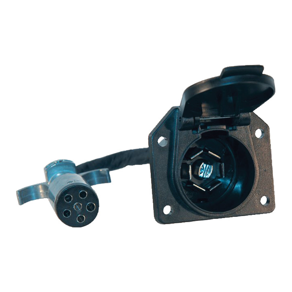 Black zinc trailer wiring adapter connector from Husky Towing part number 30693