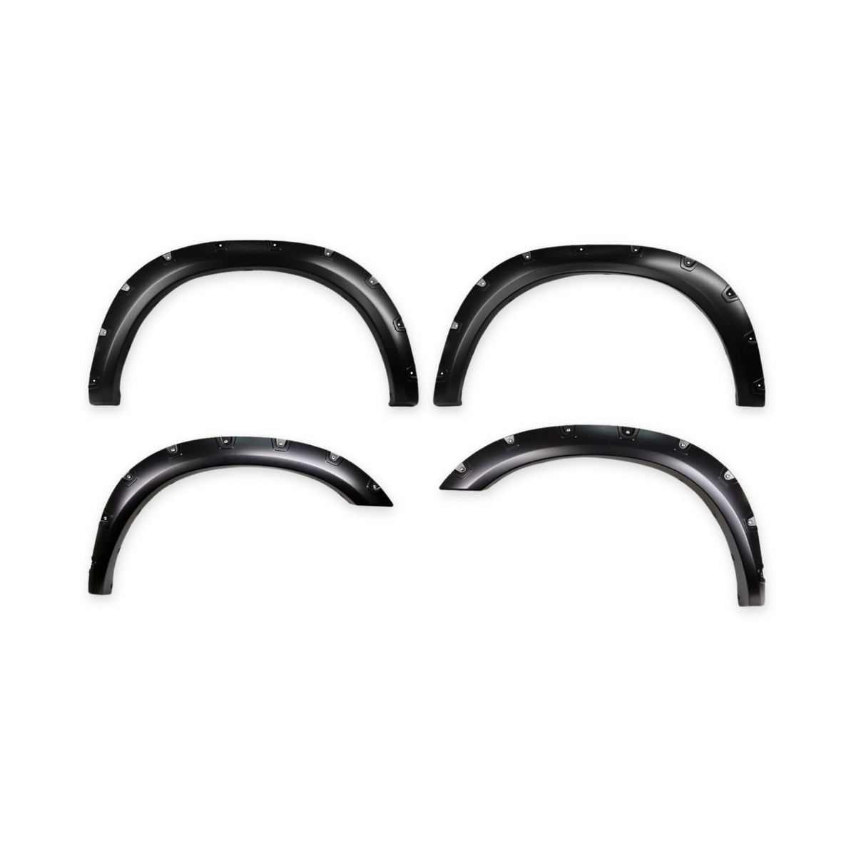 Black smooth polypropylene fender flare with mounting hardware from TrailFX part number TFD3006S