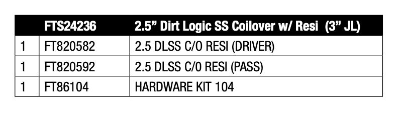 Suspension Shock Absorber from Fabtech part number FTS24236