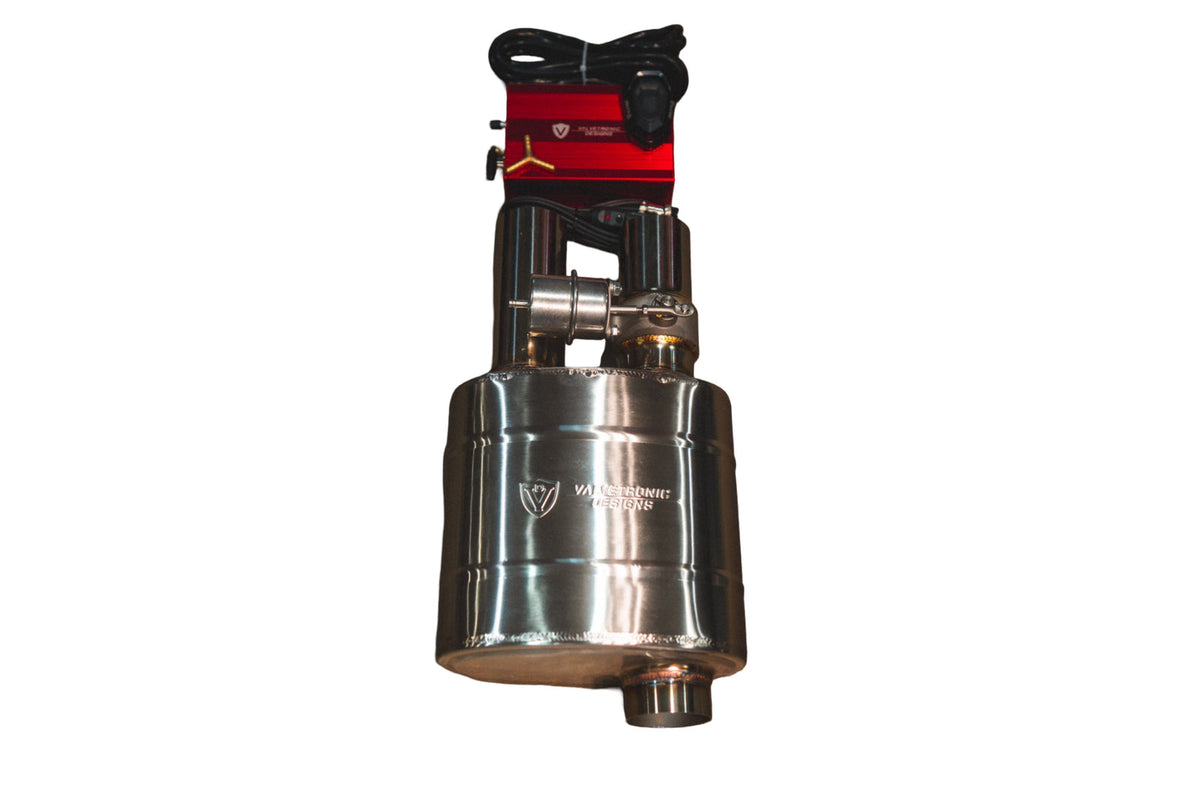 Exhaust Muffler from Valvetronic Designs part number UVM.63MM.DUALOUT.X1