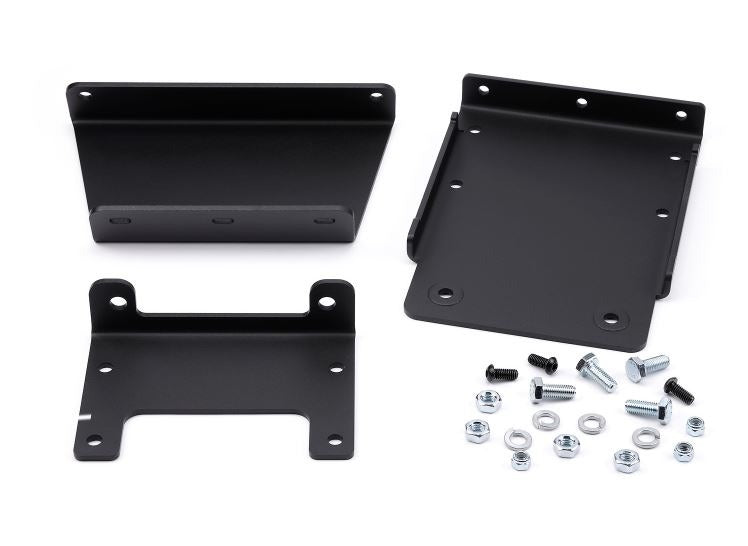Black powder coated steel winch mount from Warn part number 101674