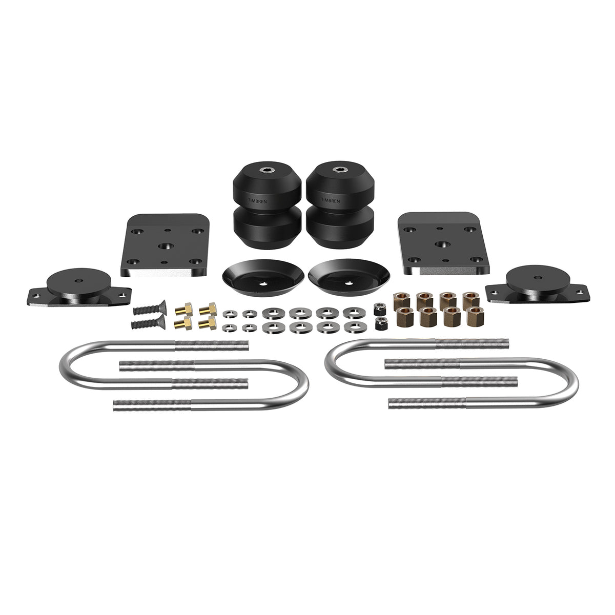 Black rubber suspension bump stop kit with mounting hardware from Timbren part number ABSTRFK