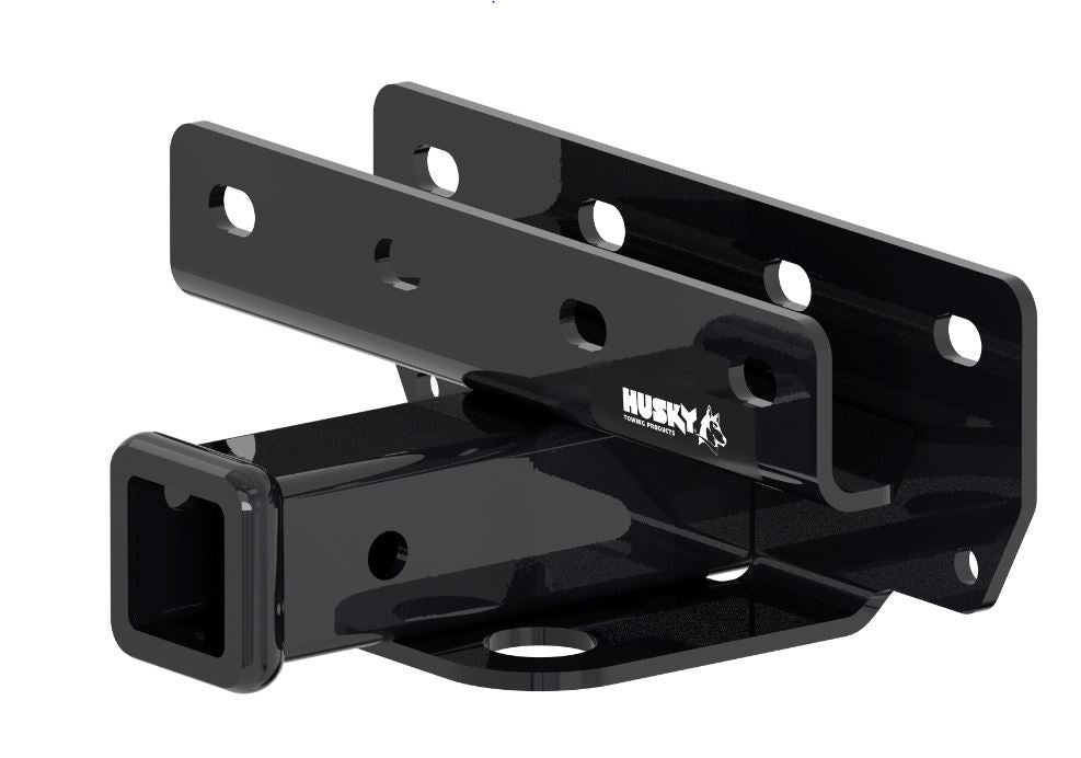 Black powder coated steel trailer hitch with mounting hardware from Husky Towing part number 69613C