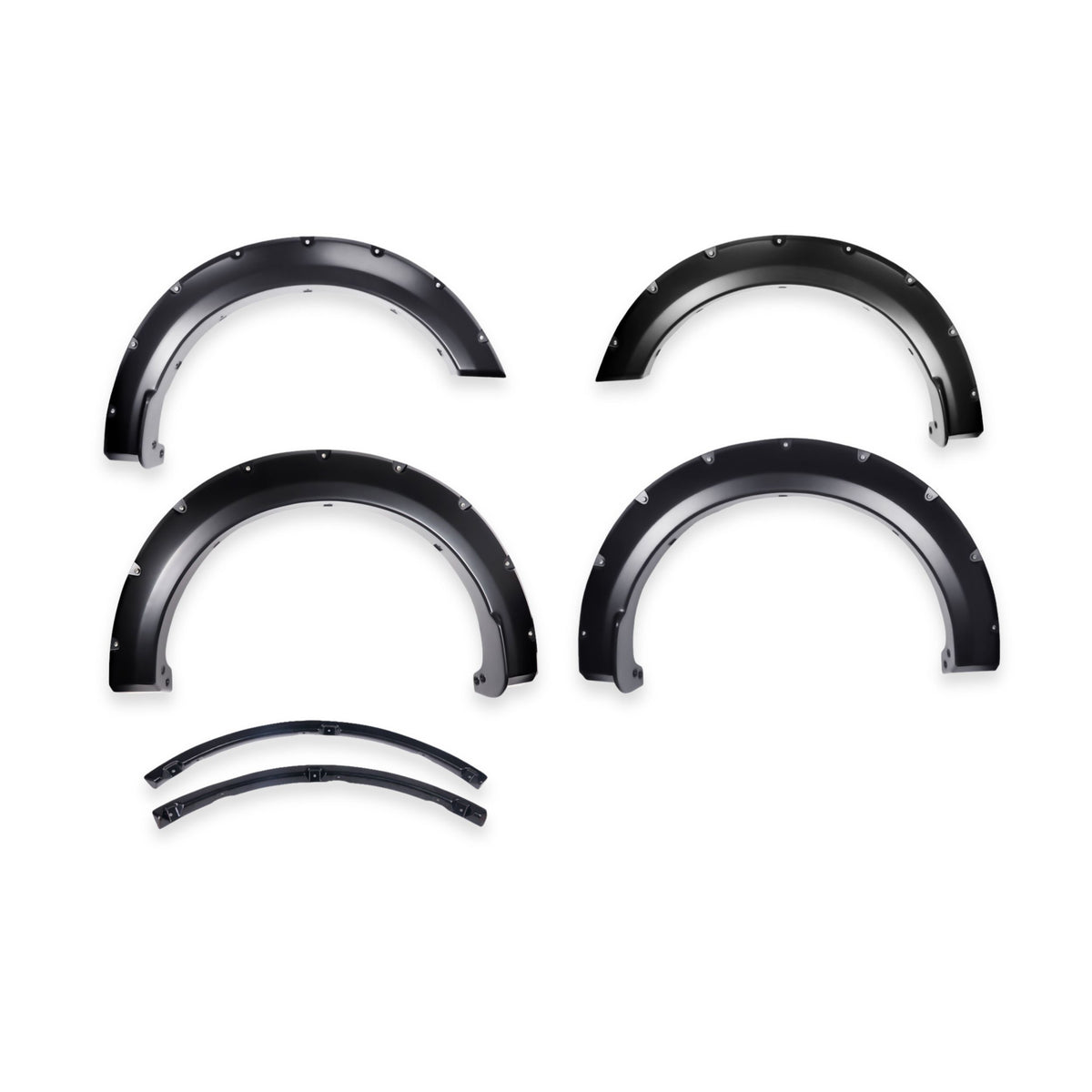 Black smooth polypropylene fender flare with mounting hardware from TrailFX part number TFF3011S