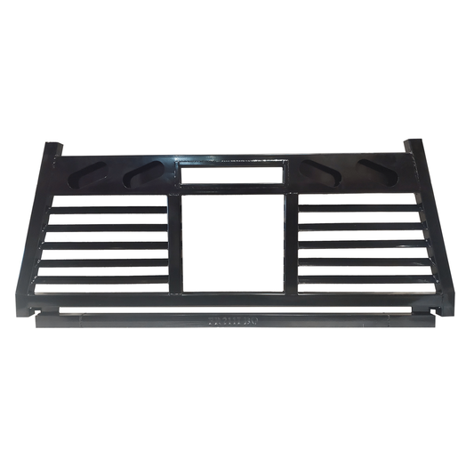 Black powder coated steel truck cab protector / headache rack with mounting hardware from Cattleman HD part number CR225LBO